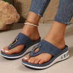 Air Cushion Thong Sandals Wedge Flip Flops for Women