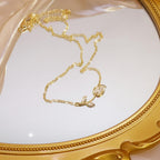 Korean Chic Rose Pendant Cat Eye Necklace