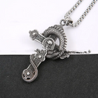 Stainless Steel Dragon Cross Pendant Necklace
