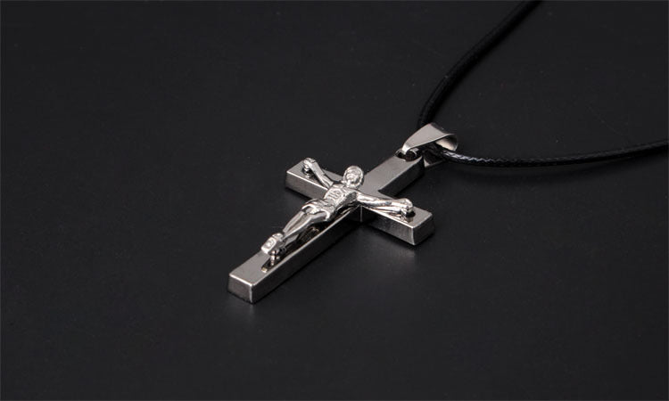 Jesus Cross Pendant in Titanium Steel Necklace | Christian Jewelry