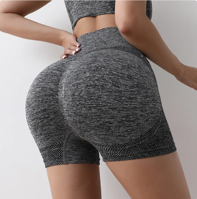 Women's High-Waist Stretch Yoga Shorts, Quick Dry, Anti-Slip, Fitness & Sports