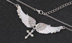 Angel Wings Pendant and Sweater Necklace with Gems
