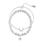 Star and Moon Double-layer Bracelet with Cat's Eye Stone