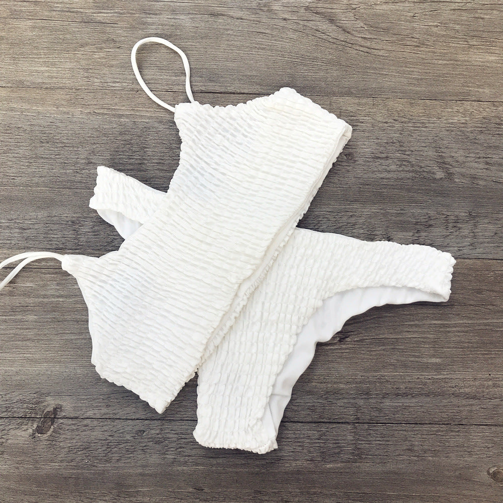 Smocked Shirred Bandeau Bikini Set