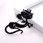 Stylish Korean Black Cat Brooch with Rose Design