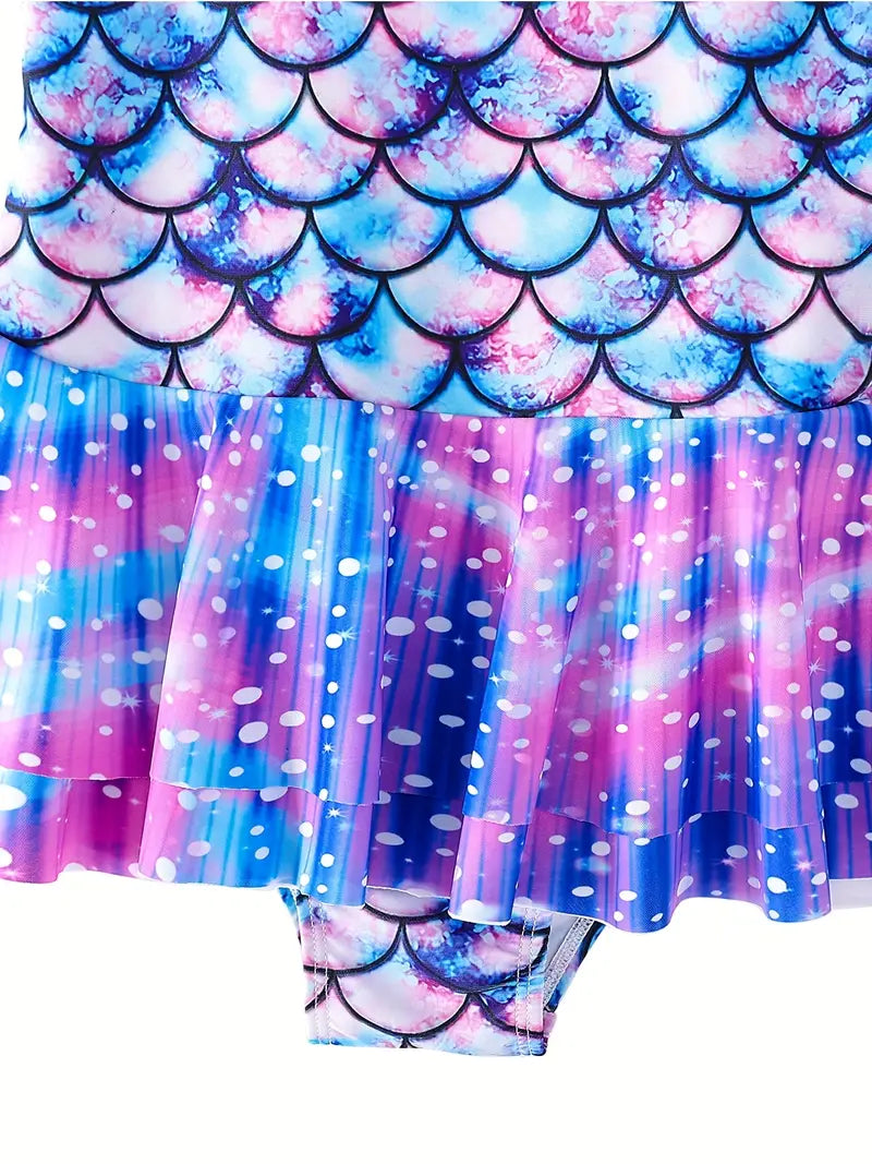 Girls Mermaid Scale One-Piece Swimsuit