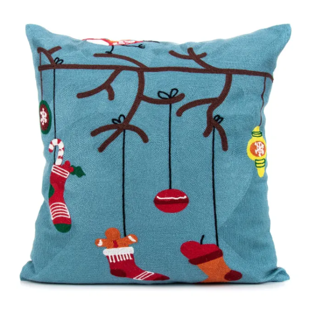 Embroidered Christmas Pillow Cover - Holiday Home Decor