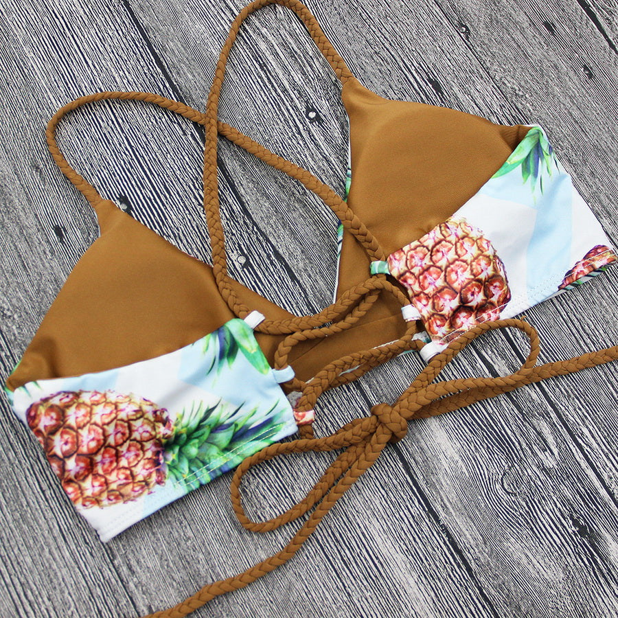 50pcs Women's Bandage Bikinis with Pineapple Print Set