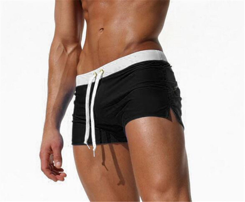 Men's White Boxer Swim Trunks