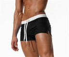 Men's White Boxer Swim Trunks