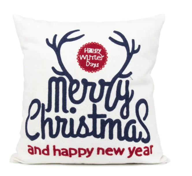 Embroidered Christmas Pillow Cover - Holiday Home Decor