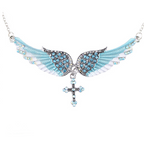 Angel Wings Pendant and Sweater Necklace with Gems