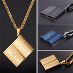 Jesus Bible Pendant Necklace - Stainless Steel Christian Jewelry