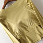 Autumn Square Neck Long Sleeve Crop Top with Pad