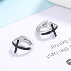 Silver Cross Hoop Earrings for Men and Women
