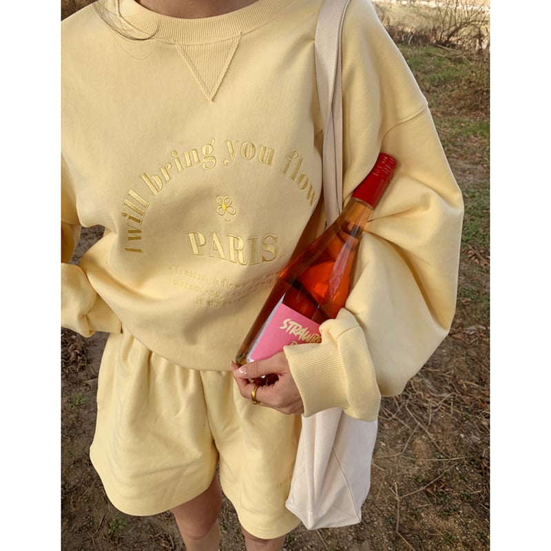 Embroidered Letter Sweater and Shorts Set for Women
