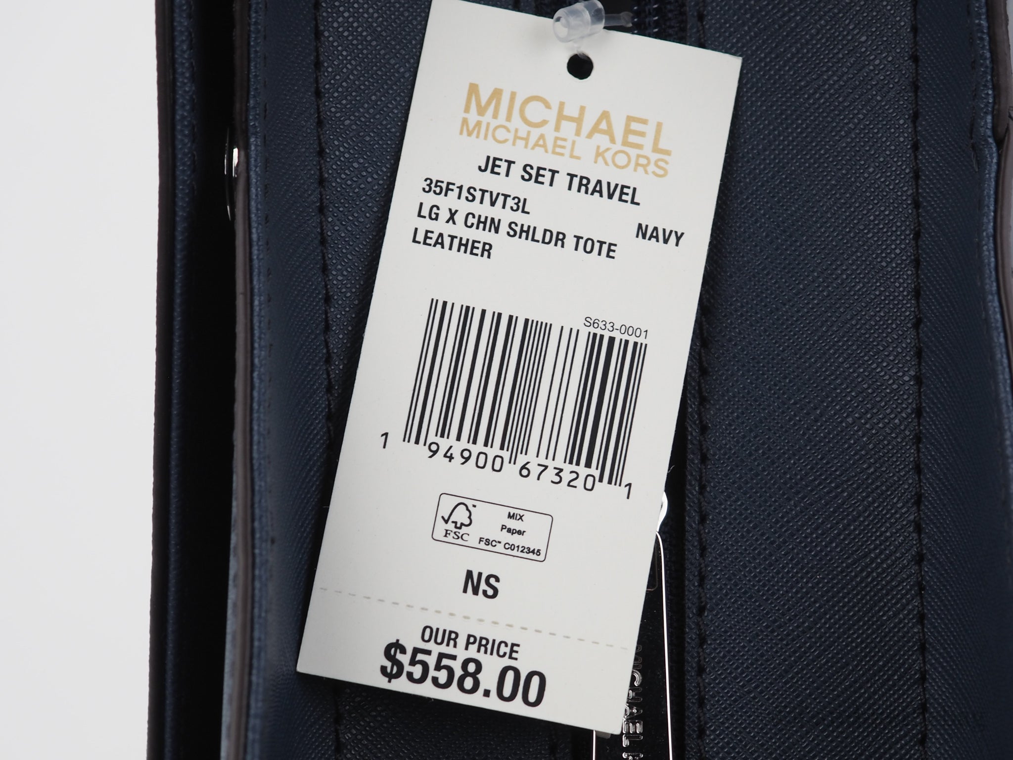 Michael Kors Jet Set Large Navy Saffiano X Cross Chain Shoulder Tote Hand Bag