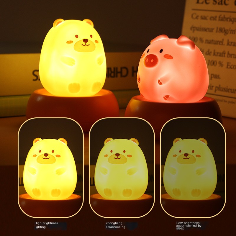 Voice-Controlled Cartoon Night Light for Kids - Silicone LED Lamp