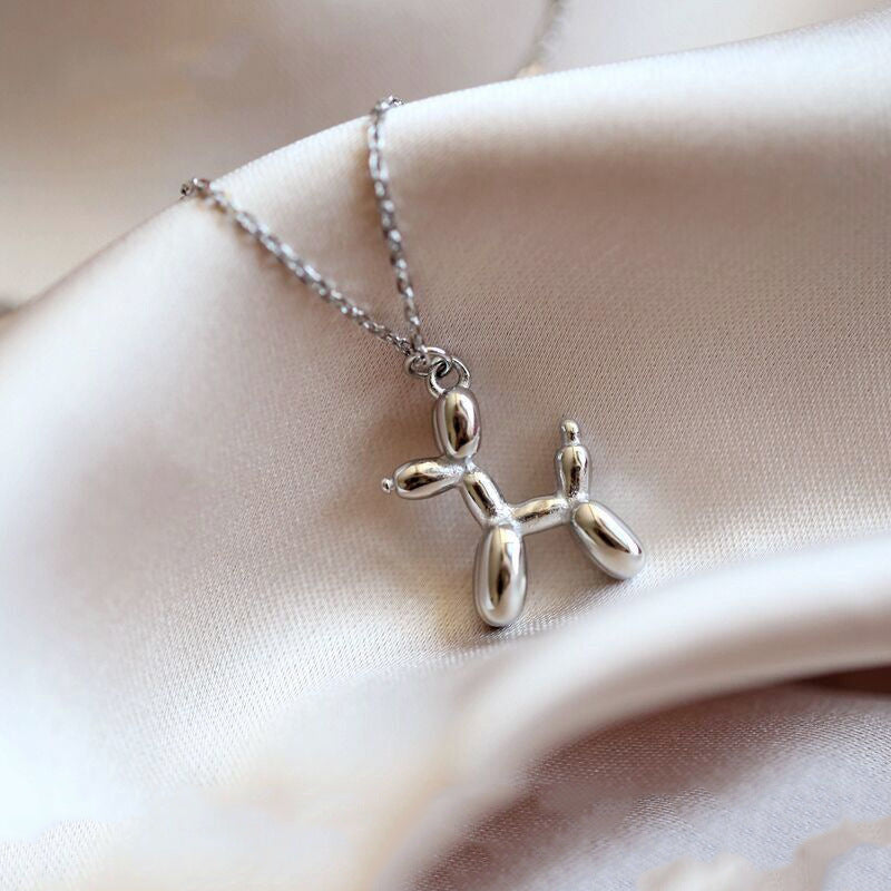 Hip Hop Balloon Dog Necklace in Titanium Steel