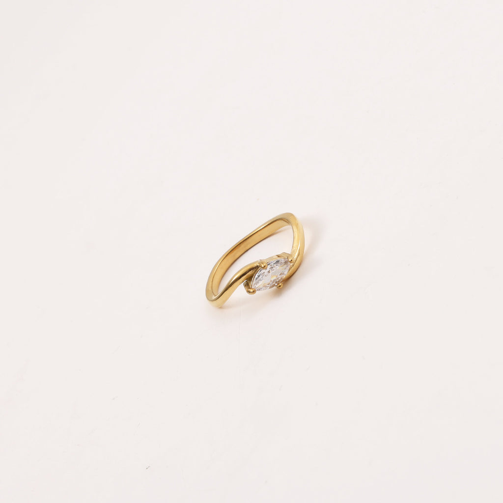 Horse Eye Zircon Ring in Titanium Steel