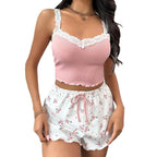 Ladies' Lace Suspender Shorts Set