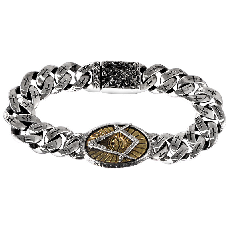Men's Cross Bracelet with God Eye and Phoenix Pattern | Jewelry