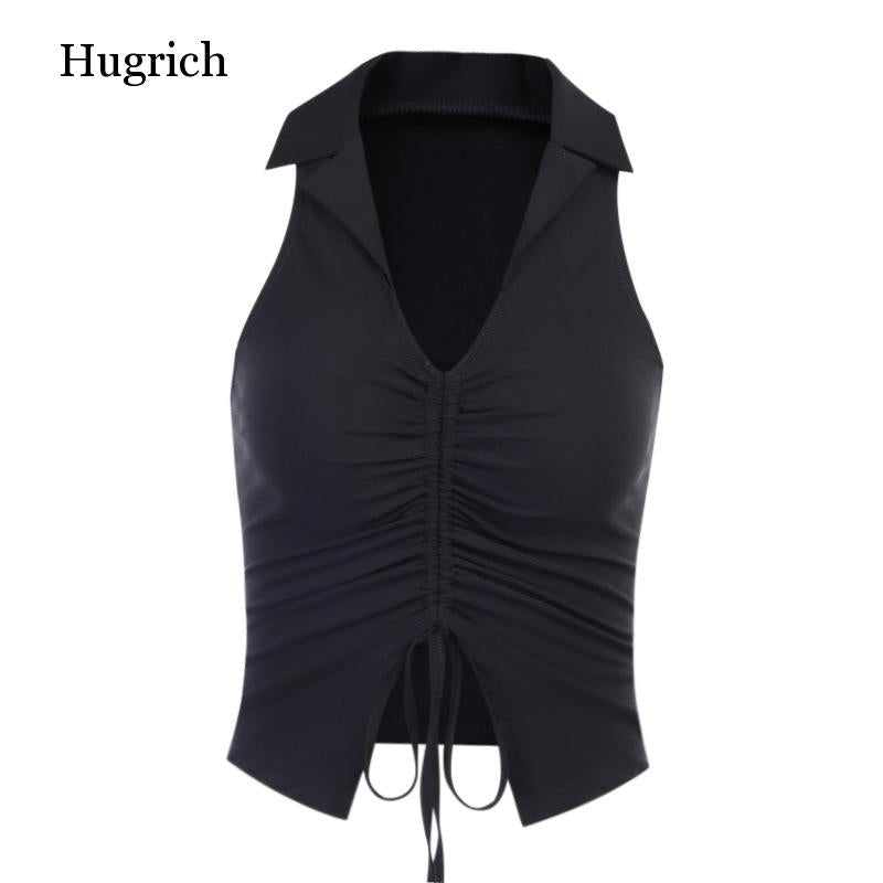 Women's Sleeveless Button Crop Top - Summer Vacation Style