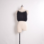 LIVA2018 Lace Trim V-Neck Chiffon Crop Top