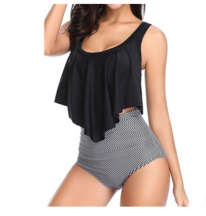 Ruffled High-Waisted Polka Dot Bikini Set