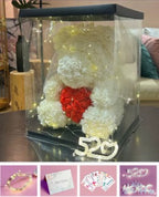 Teddy Rose Flower Bear with Box