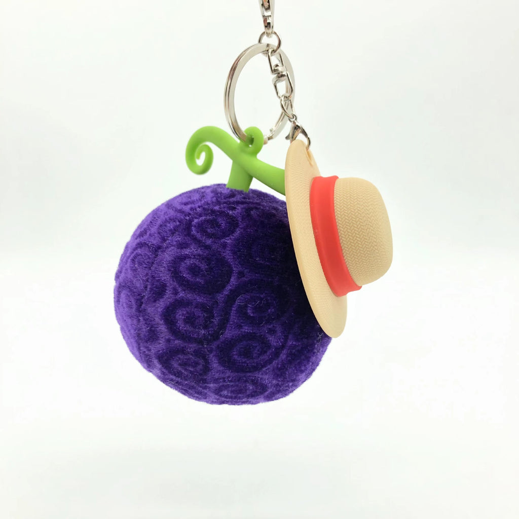 One Piece Luffy Hat Rubber Fruit Plush Keychain Toy | Accessory