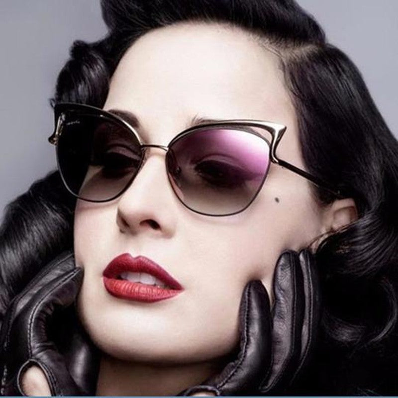 Gold Metal Cat-Eye Sunglasses