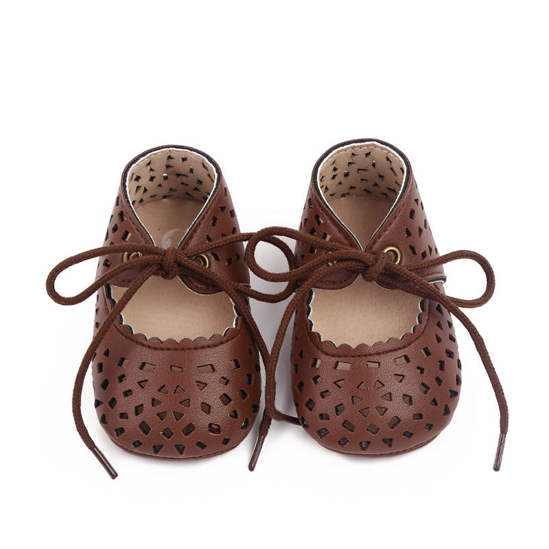 Elegant Leather Baby Baptism Walking Shoes with Rubber Soles | Footwear