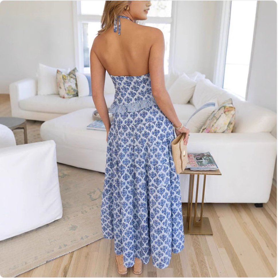 Women’s Printed Halter Top & Skirt Set