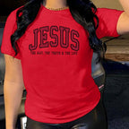 Women's JESUS Printed Loose Round Neck T-shirt | Faith Streetwear
