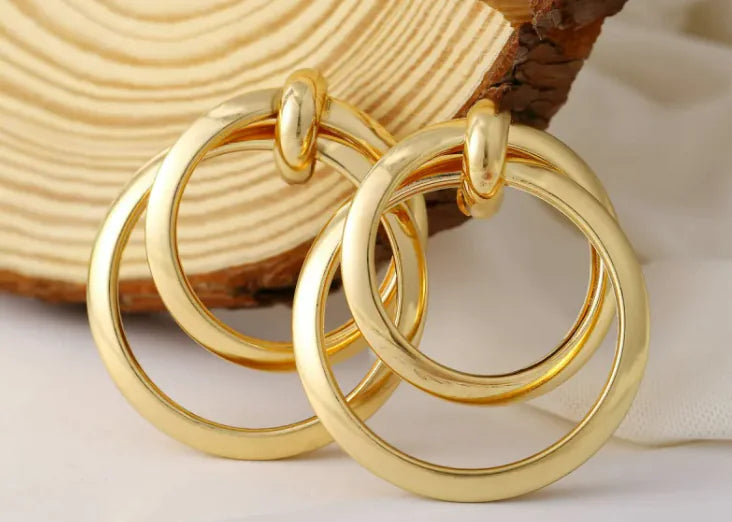 Double Circle Metal Earrings | Jewelry
