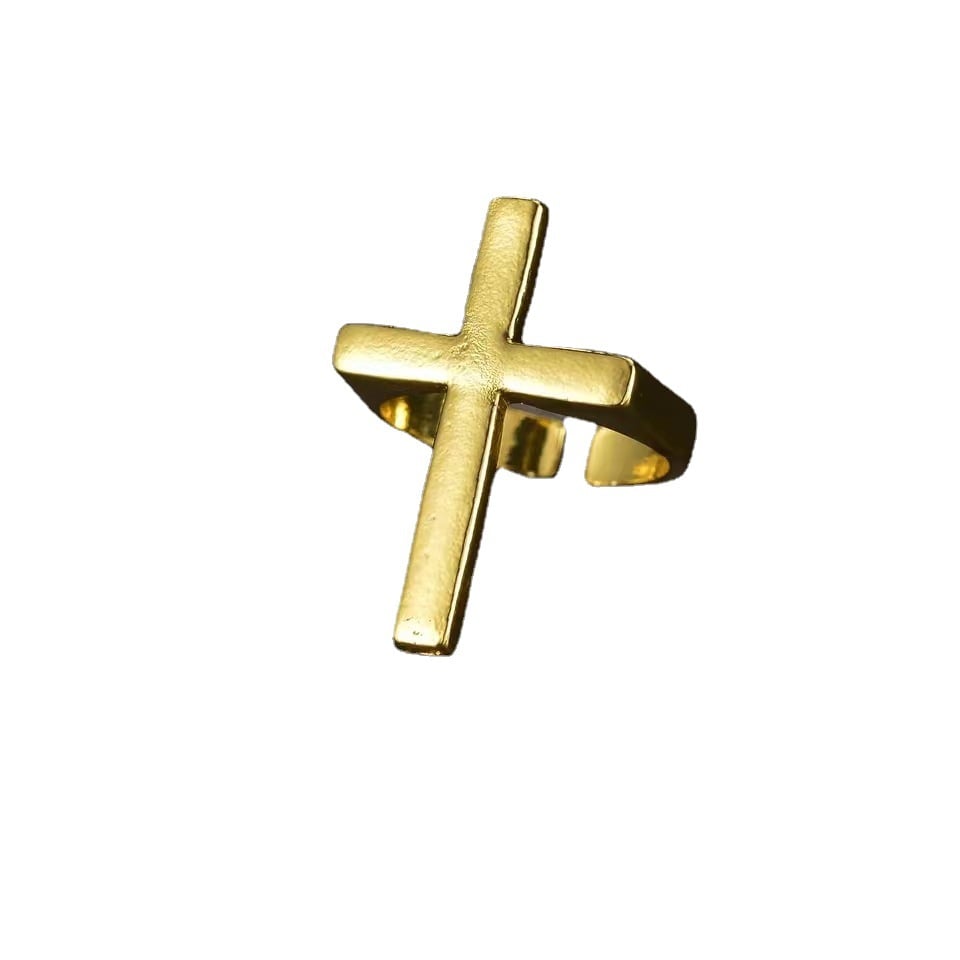 Men's Black Cross Punk Ring