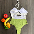 Womens Cutout Colorblock One-Piece Swimsuit