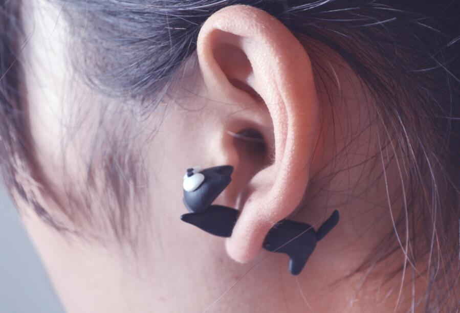 Cartoon Cat Ear Studs, Polymer Clay Earrings