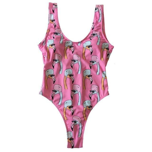 Flamingo Print One-Piece Swimsuit