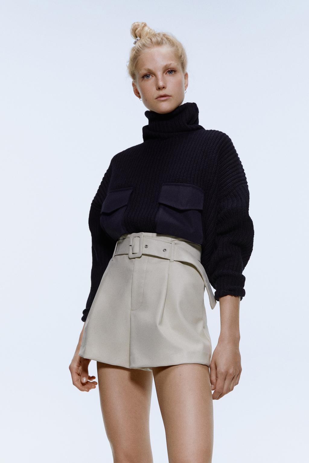High-Waisted PU Leather Shorts with Tie Belt for Women