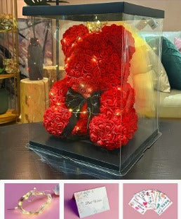Teddy Rose Flower Bear with Box