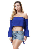 Multicolor Women's Off-Shoulder Summer Crop Tops