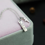 925 Silver Cross Necklace with Square Pendant | Christian Jewelry