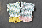 Girls Pineapple Sleeve Shorts Set