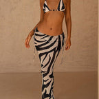 Leopard Print Bikini with Wrap Skirt Set