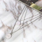 Retro Queen Cross Coin Layered Necklace for Women