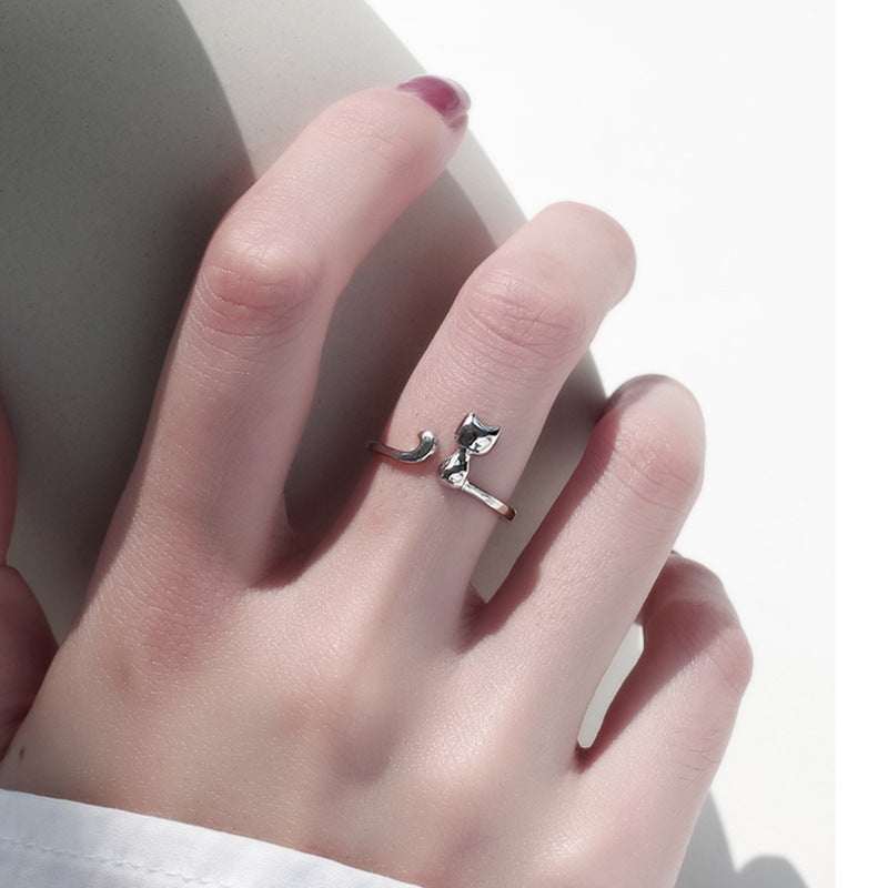 Cat and Dog Open Ring for Women