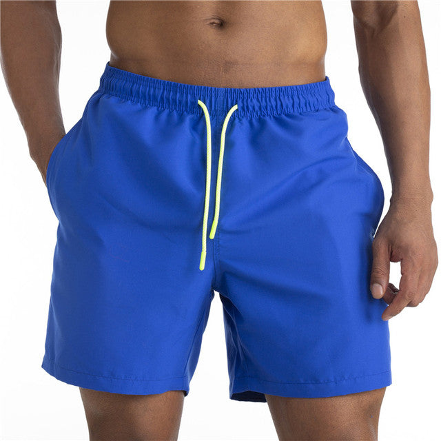 Men's Solid Drawstring Board Short Swim Trunks