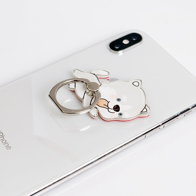 Creative Cartoon Husky Dog Bone Phone Case with Ring Stand